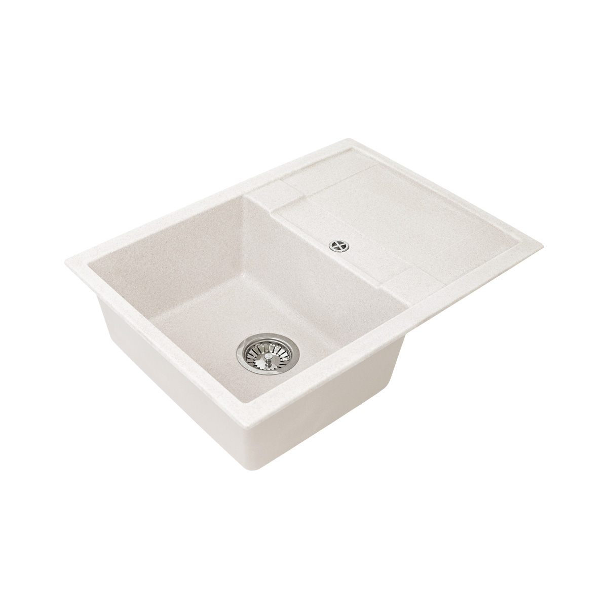 Мойка для кухни врезная искуств. камень gs-25l-331 с крылом 675*495 мм белая "granstones"