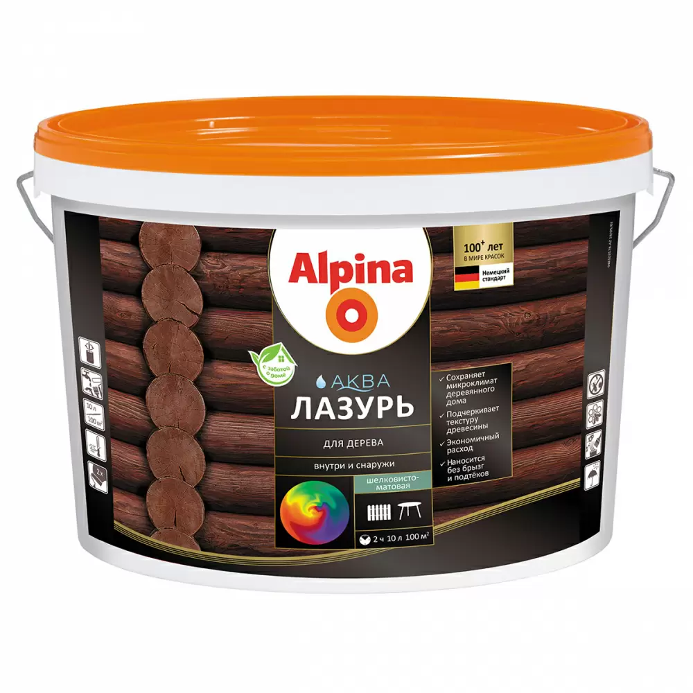 ALPINA Аква Лазурь для дерева колеруемый (10л)