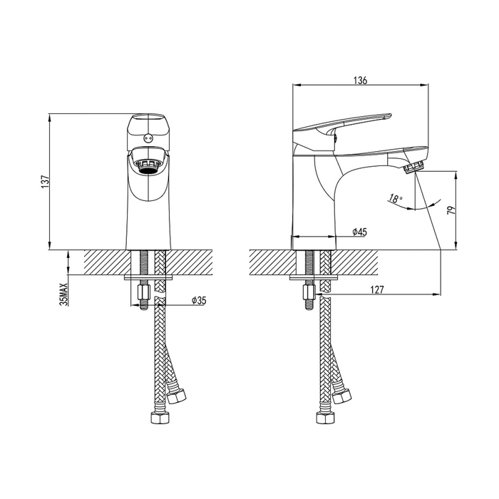 Смеситель для умывальника  horizont (1/12) "milardo" horsb00m01