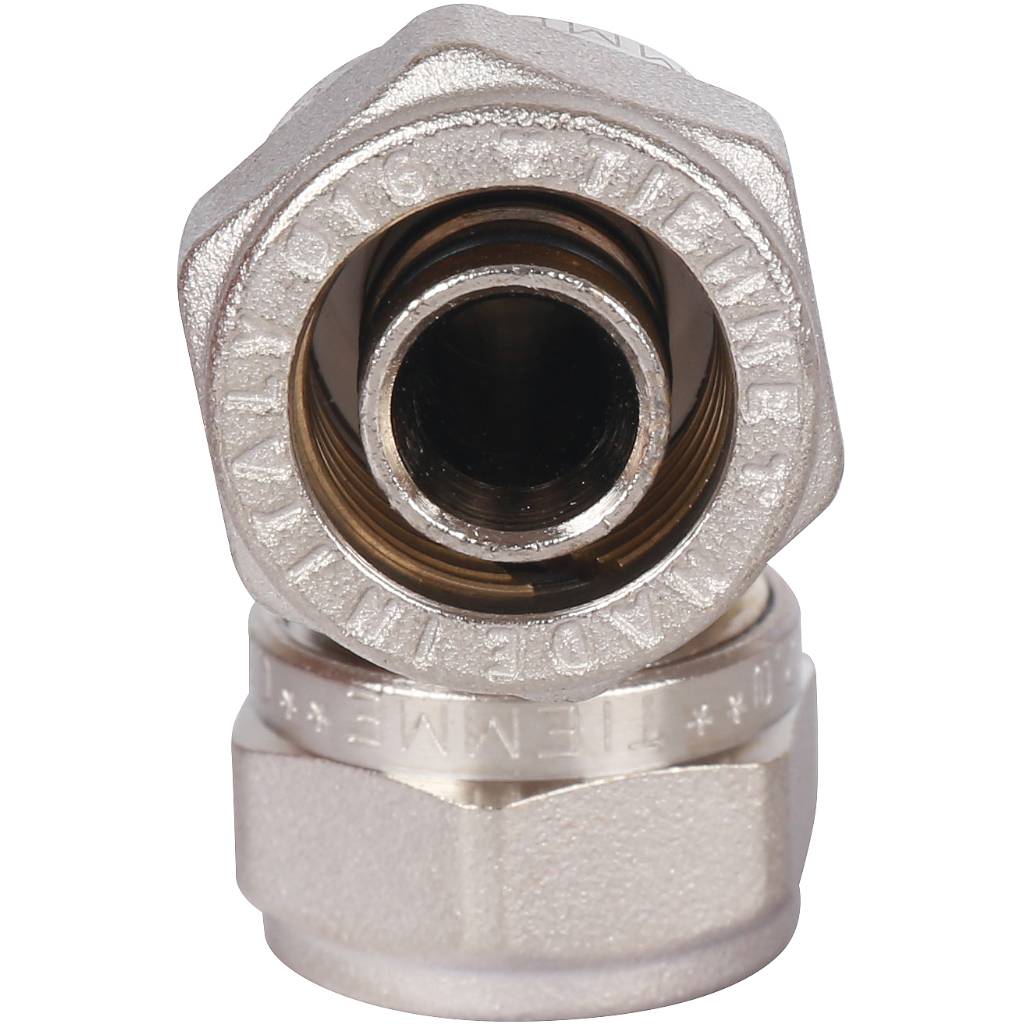 Угол 90° равнопроходной 16 х 16 мм. под обжим TIEMME для металлопластиковых труб