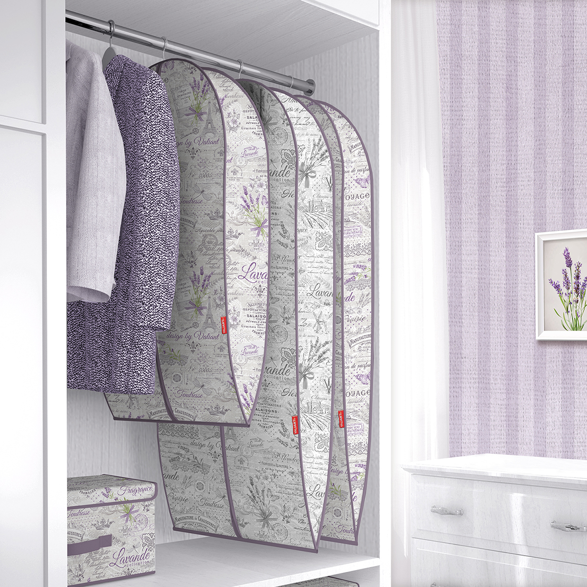 Чехол для одежды объемный "lavande" 60*137*10 см  (1/24) "valiant" lv-cv-137