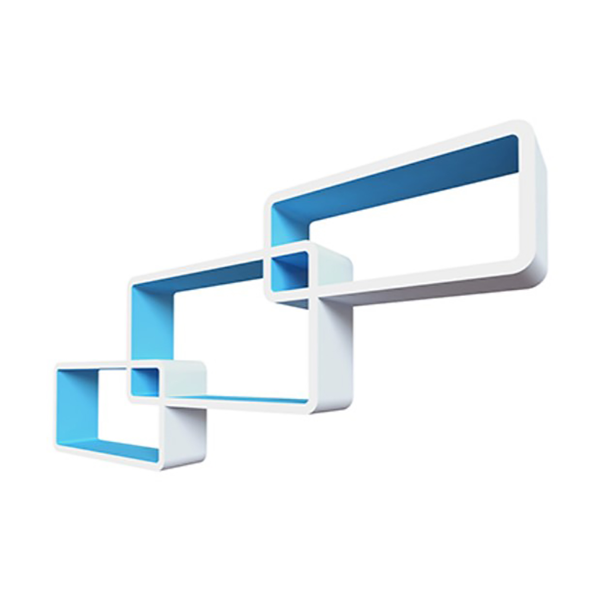 Комплект полок "нью-йорк" 44*24*10 см; 40*20*10 см; 36*16*10 см (белый/голубой) "qwerty"