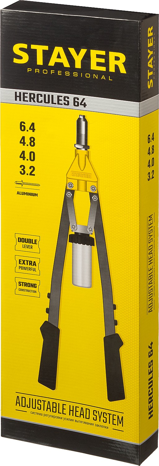 STAYER HERCULES-64, 3.2 - 6.4 мм, усиленный двуручный заклепочник, Professional (3106)