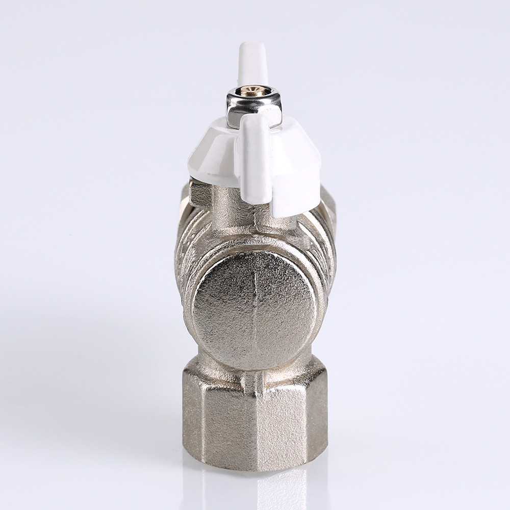 Кран шаровый угловой с полусгоном BASE 3/4'' ВН бабочка алюминий VALTEC белый