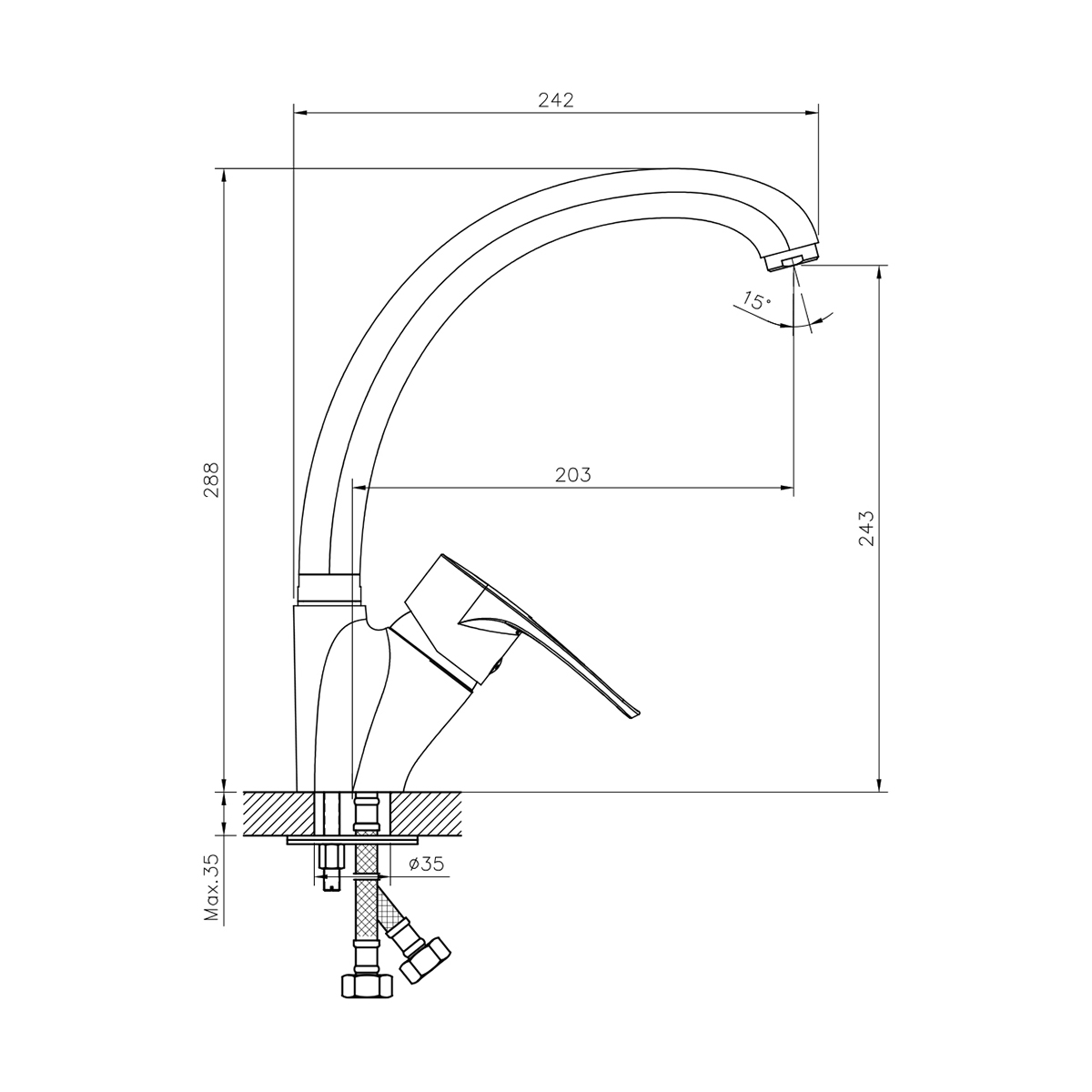 Смеситель для кухни dr70021 высокий поворотн. излив (1/12) "decoroom"
