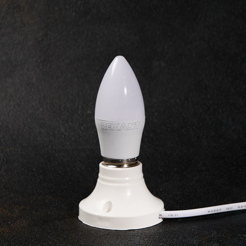 Лампа светодиодная "rexant" свеча (cn)  9,5w 2700 k 903 лм  e27, тепл. свет (10/100) 604-025