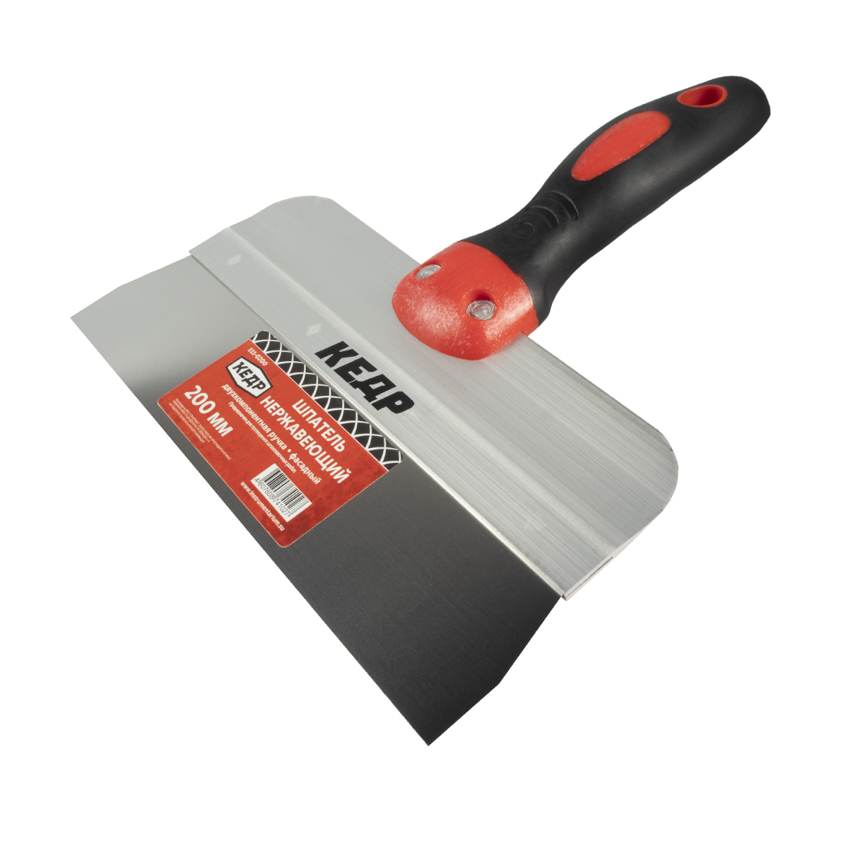 Шпатель фасадный нержав. 200 мм двухкомп. ручка (1/10) "кедр"  111-0200