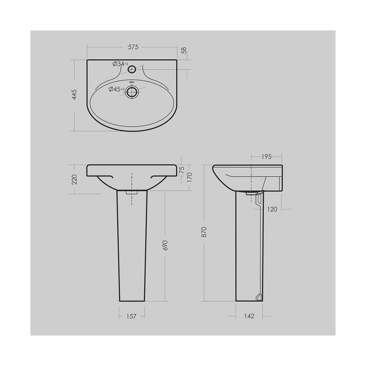 Раковина "самарская" уп белая "sanita" wb.pd/samarsky/57-c/wht.g/s1