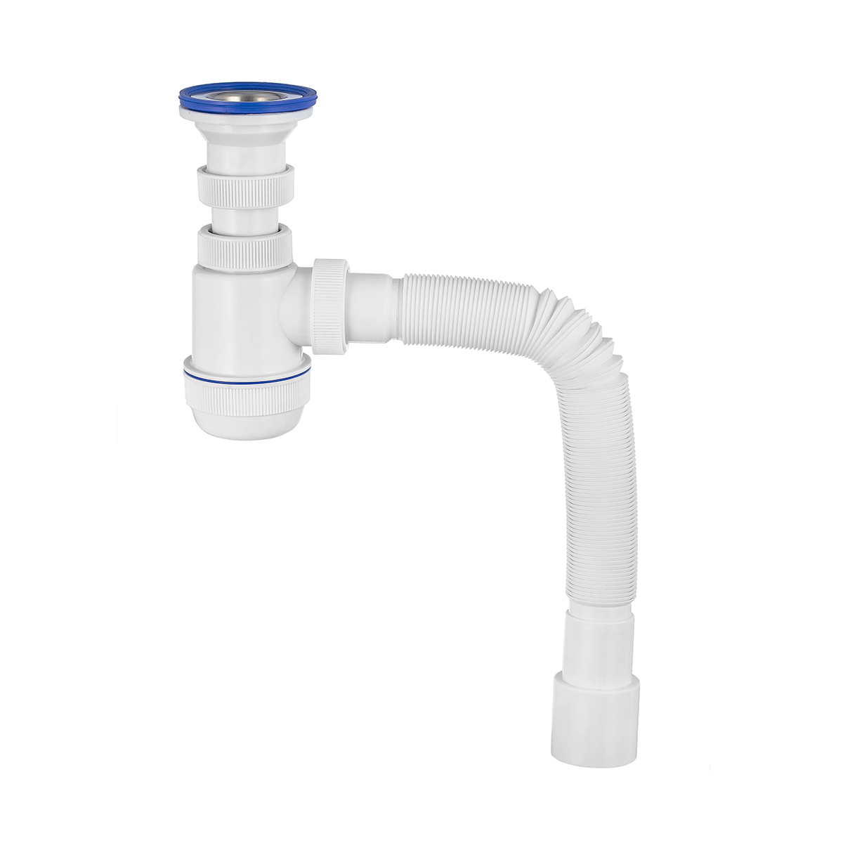 Сифон "элит мини" с нерж. чашкой 63 мм c гофротрубой 800 мм (1/30) "вирпласт"