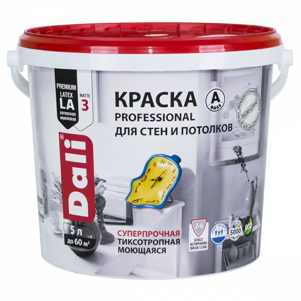 Dali Professional краска для стен и потолков акриловая глубокоматовая, база А (5л)