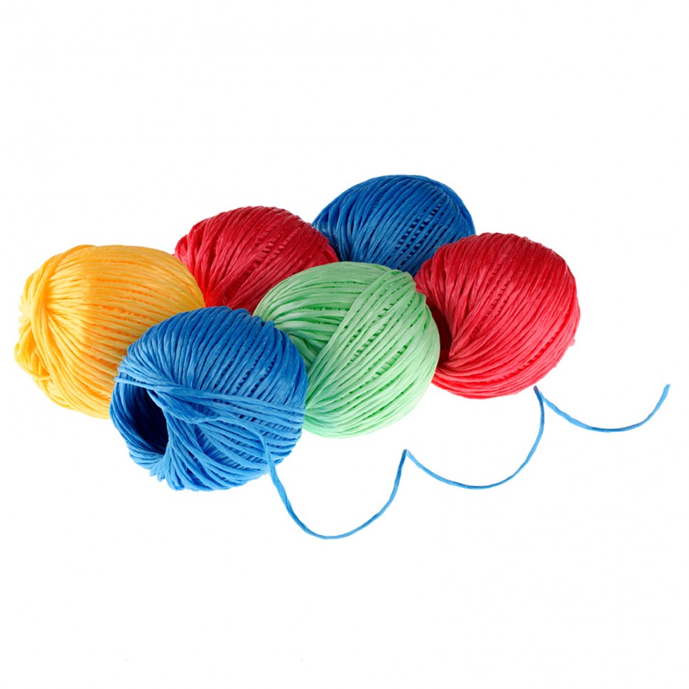 Набор шпагатов полипропиленовых, 6 шт, 2 мм, L 60 м, MIX цветов, Сибртех (93884)