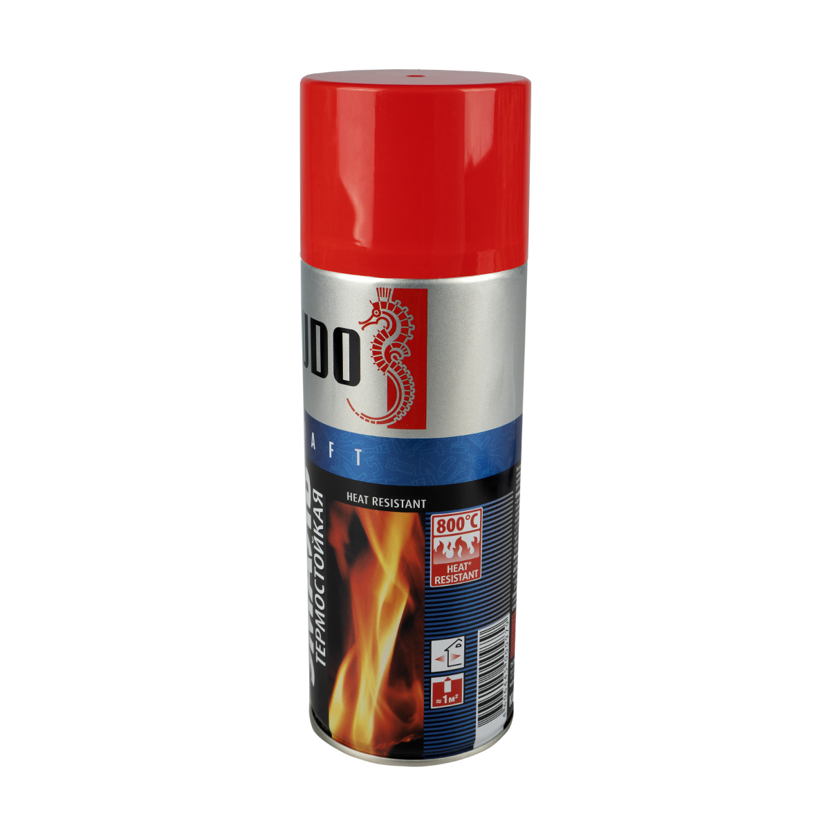 Краска аэрозоль  термостойкая красная  520 мл (12) "kudo" ku-5005