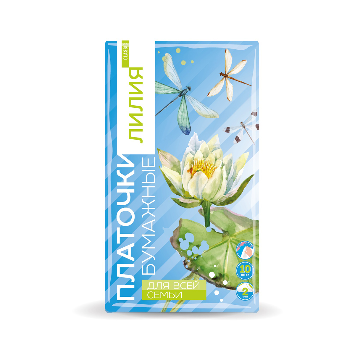 Платки носовые бумажные 2-х слойные "лето" упак. 10 шт. (1/24) "лилия"