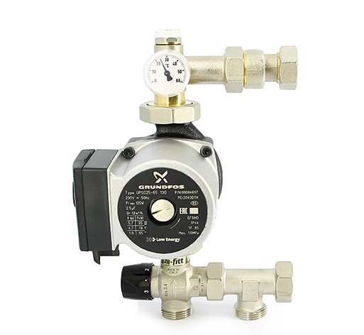 Смесительная группа UNI-FITT SOLOMIX X c эксцентриком ВР и насосом GRUNDFOS UPSO 25-65 130