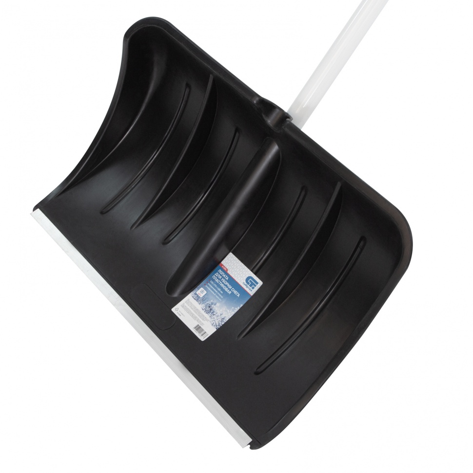 Лопата для уборки снега пластиковая, 530 х 375 х 1400 мм, алюминиевый черенок, Сибртех (61494)