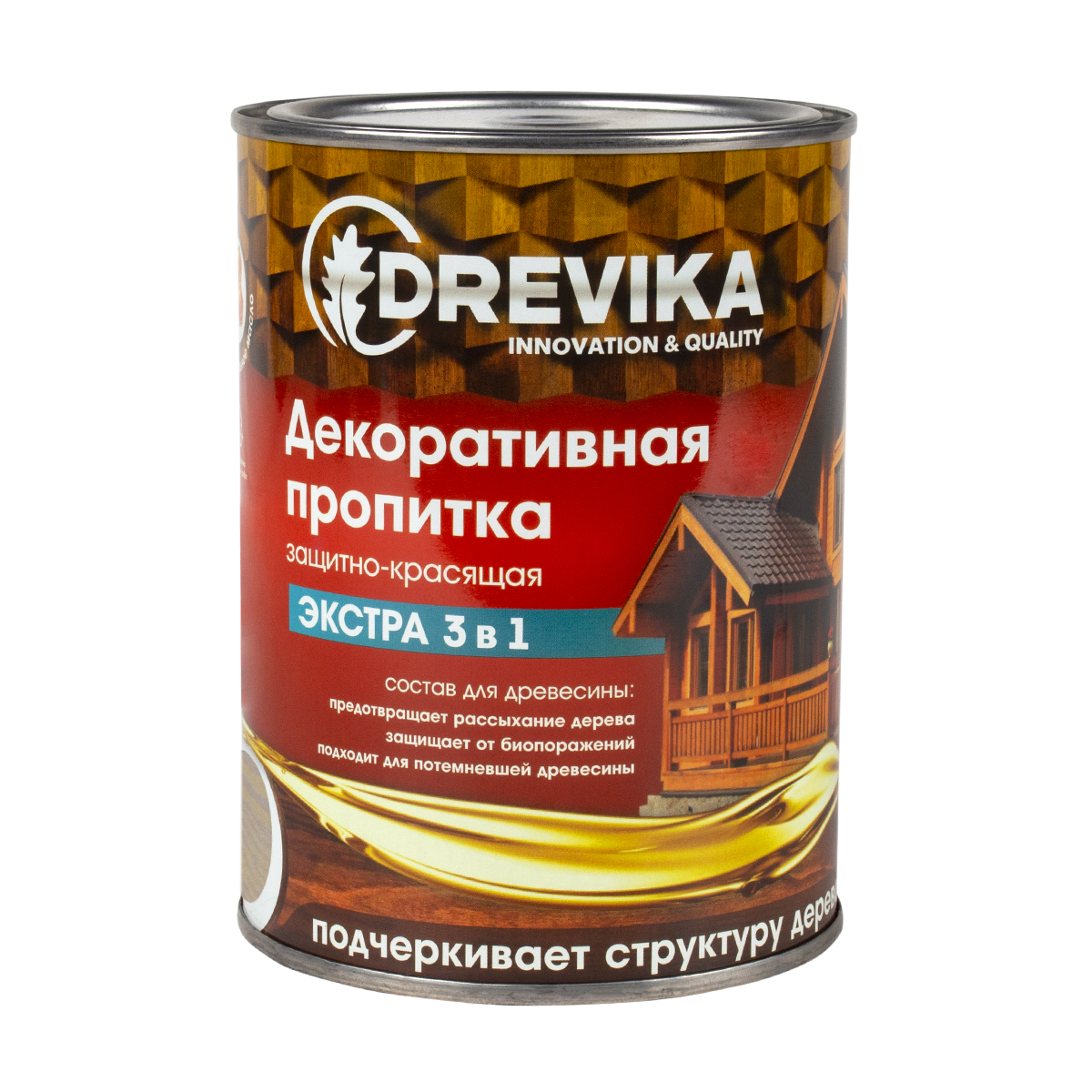 Пропитка декоративная "экстра 3 в 1" ваниль 0,8 л (1/8) "drevika"