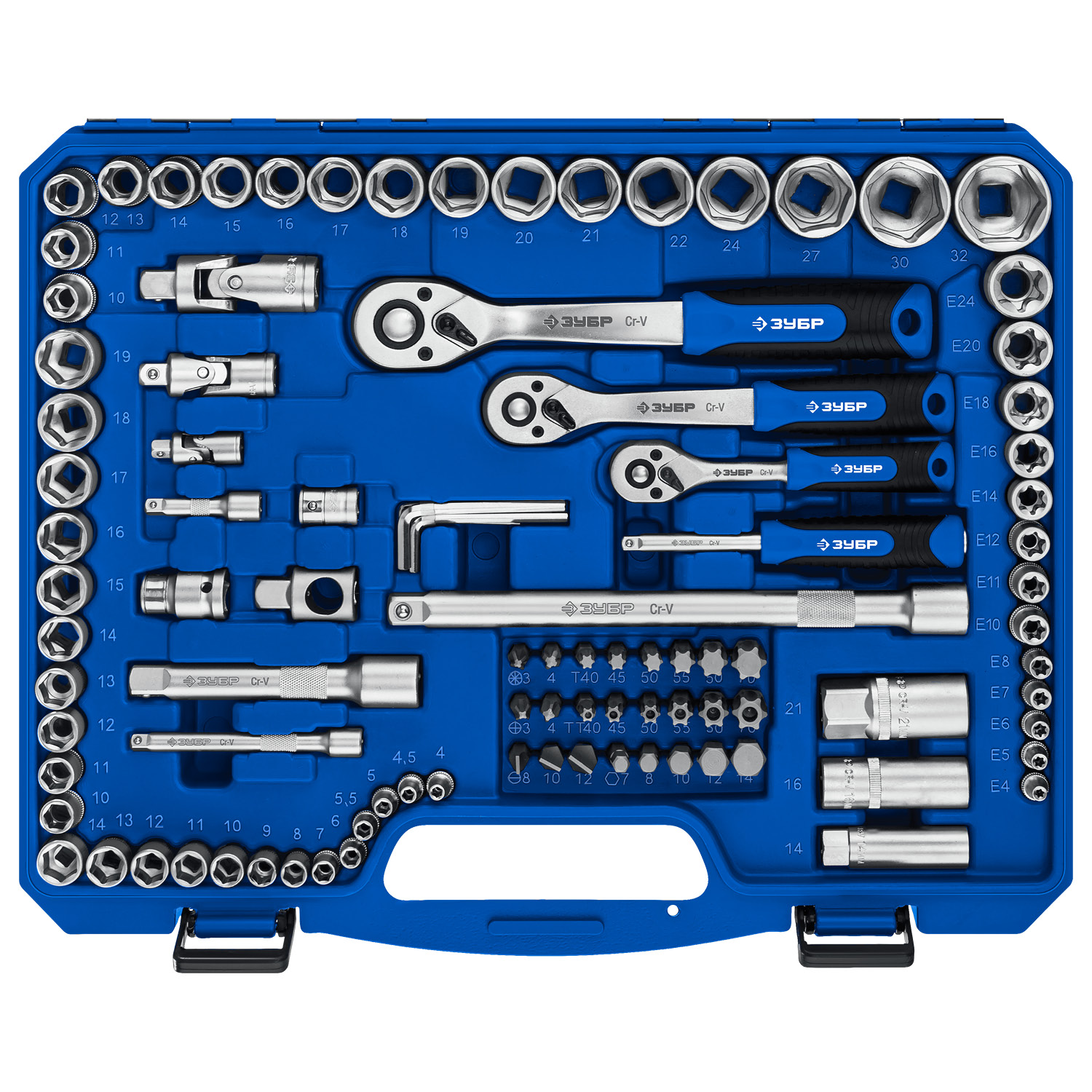ЗУБР А-150, 150 предм., (1/2″+ 3/8″+ 1/4″), универсальный набор инструмента, Профессионал (27637-H150)