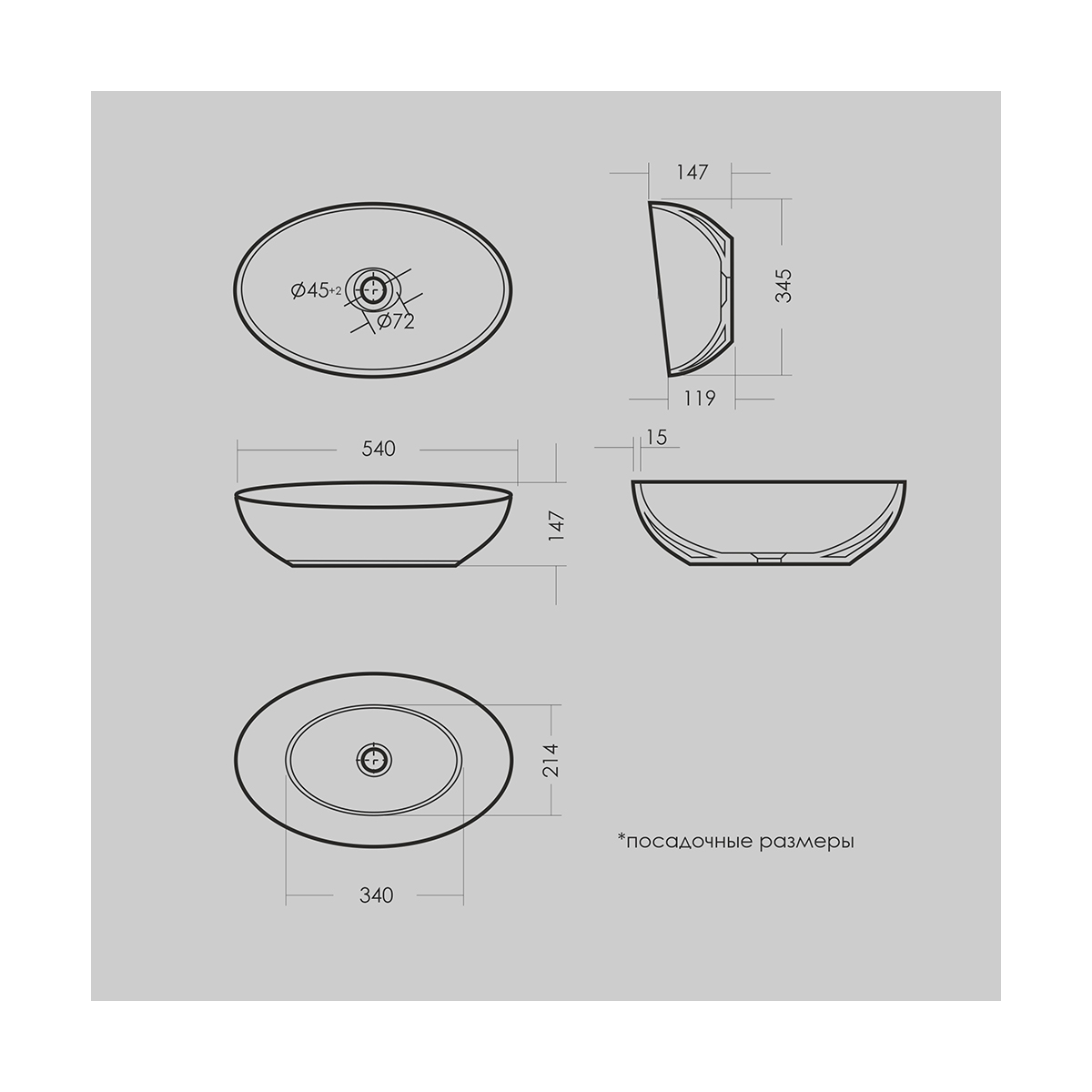 Раковина накладная "ringo cut 53" белая "sanita luxe"  wb.ct/ringo/54-n.cut/wht.g/s1