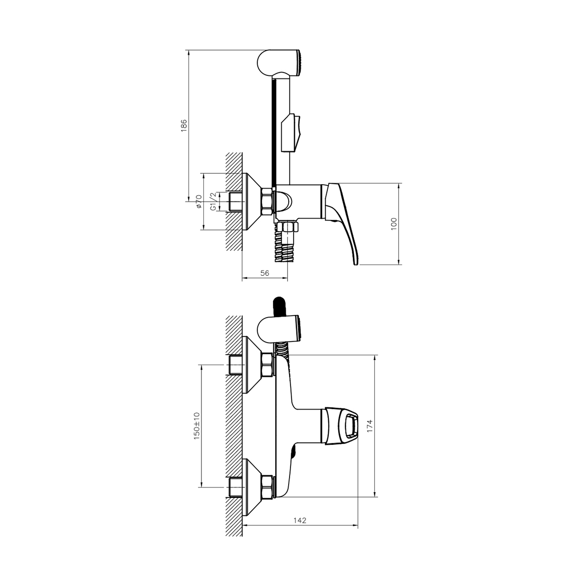 Смеситель с гигиеническим душем dr21058 (1/12) "decoroom"