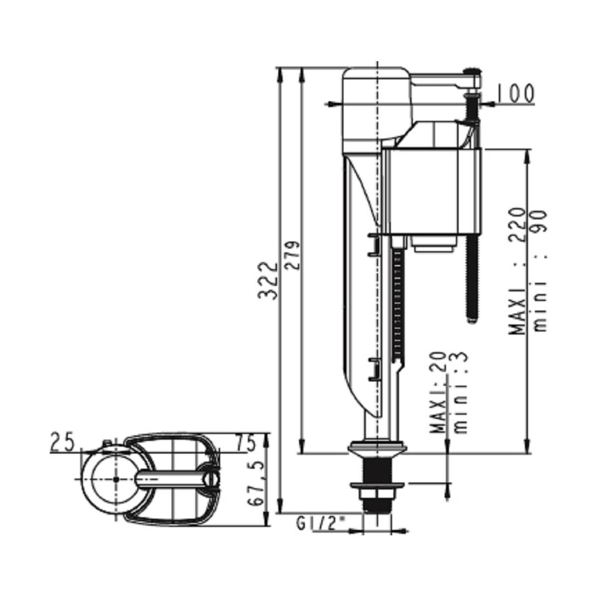 Клапан заливной "jollyfill" fb50p1 донный 1/2" латунь (1/36) "wirquin"