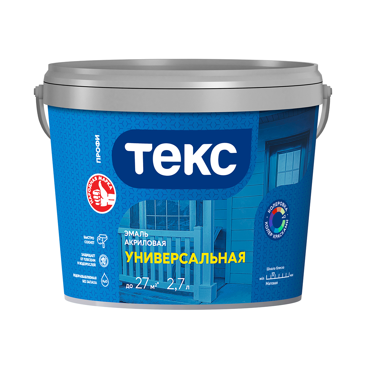 Эмаль  акриловая универсальная "профи" матов. база a 2,7 кг (1) текс