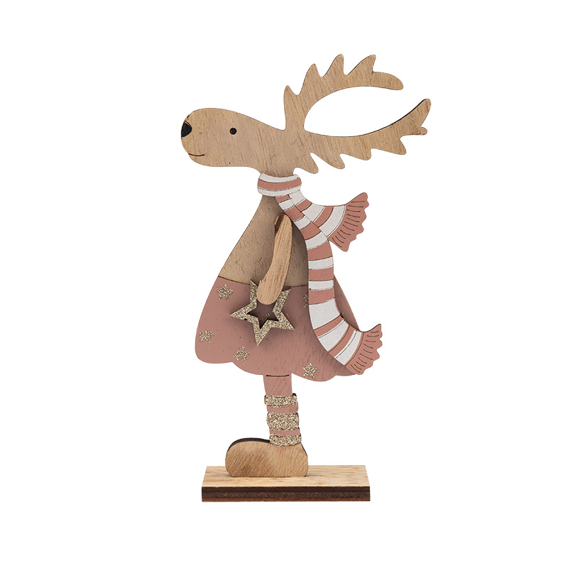 Фигурка "рождественский олень" розовый 10,5*4*18 см дерев. (1/48) "neon-night" 504-006