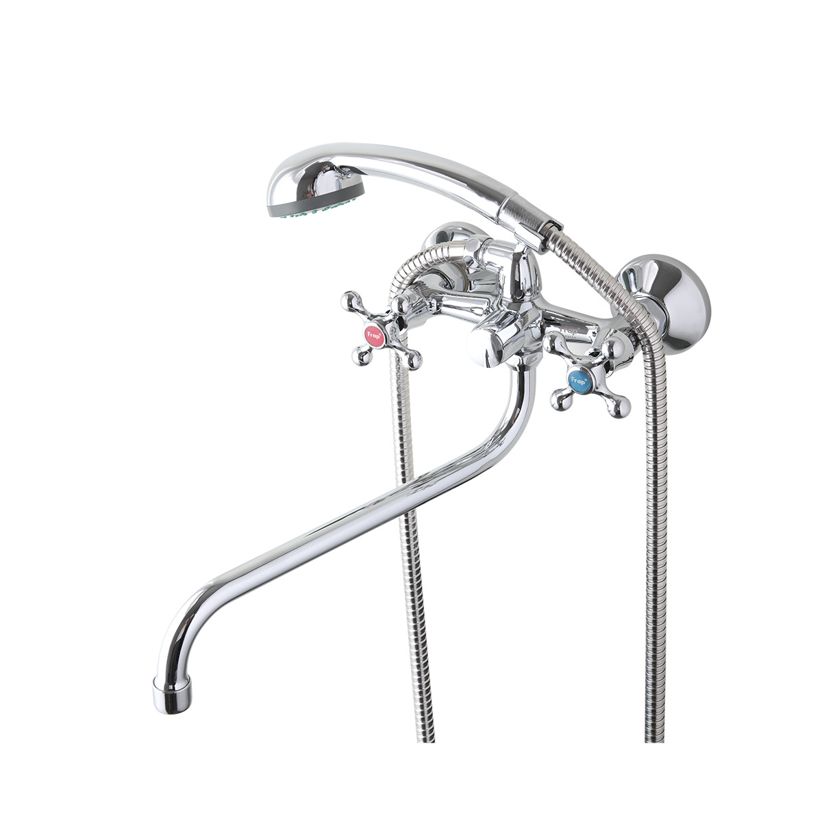 Смеситель для ванн f2619-2 длинный поворотн. излив, двухвентильный, хром (1/10) "frap"