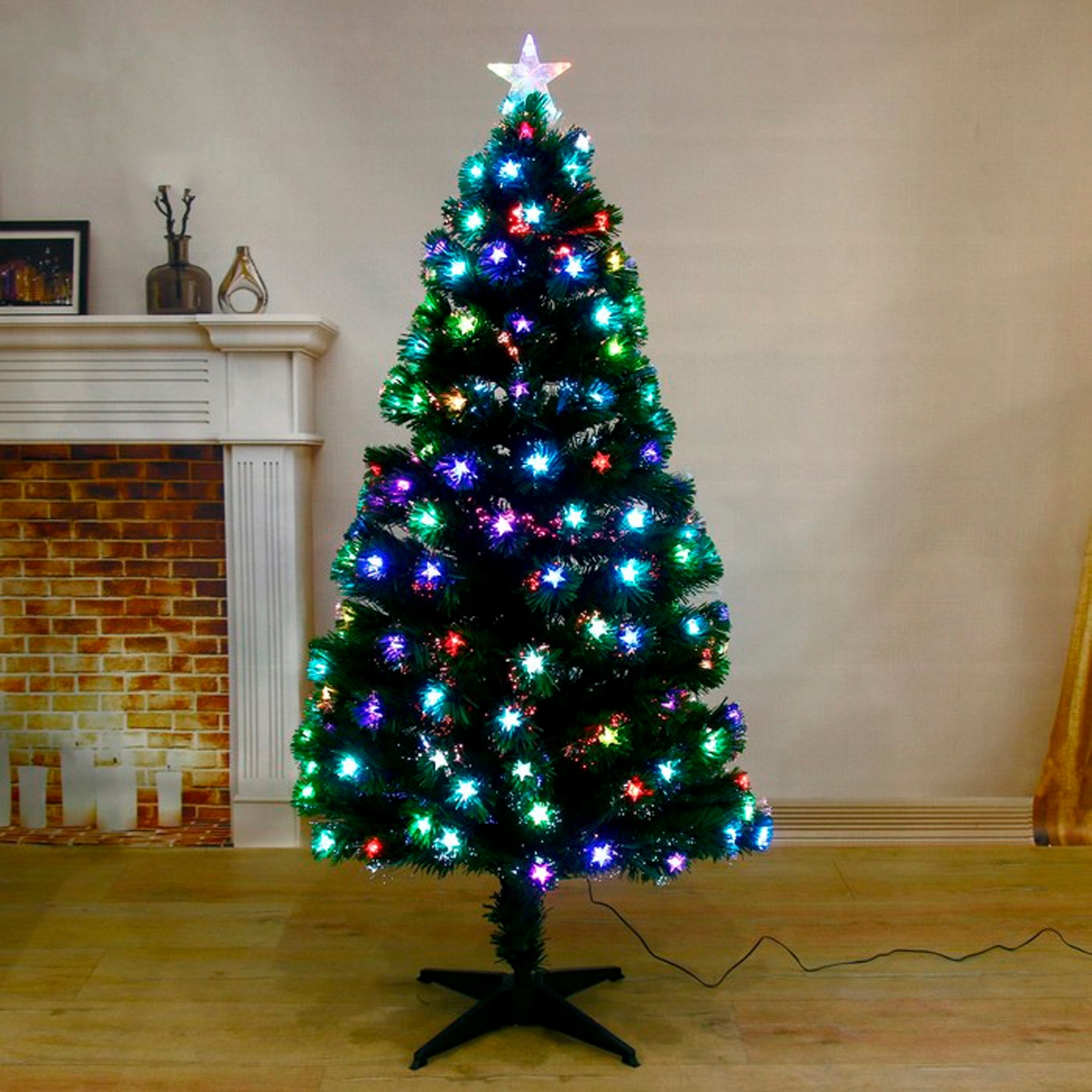 Ель декор. фиброоптич. t797v12-150  150 см, 170 веток (зеленая) "зимнее волшебство" 1108626