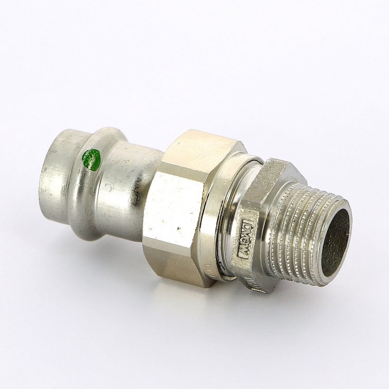 Муфта пресс-Н разъёмная 18x1/2" с плоской прокладкой нержавеющая сталь Sanpress Inox VIEGA