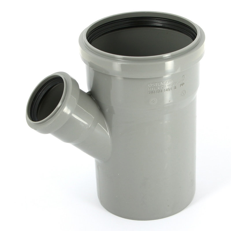 Тройник канализационный 110 х 50 (45°) двухраструбный OSTENDORF
