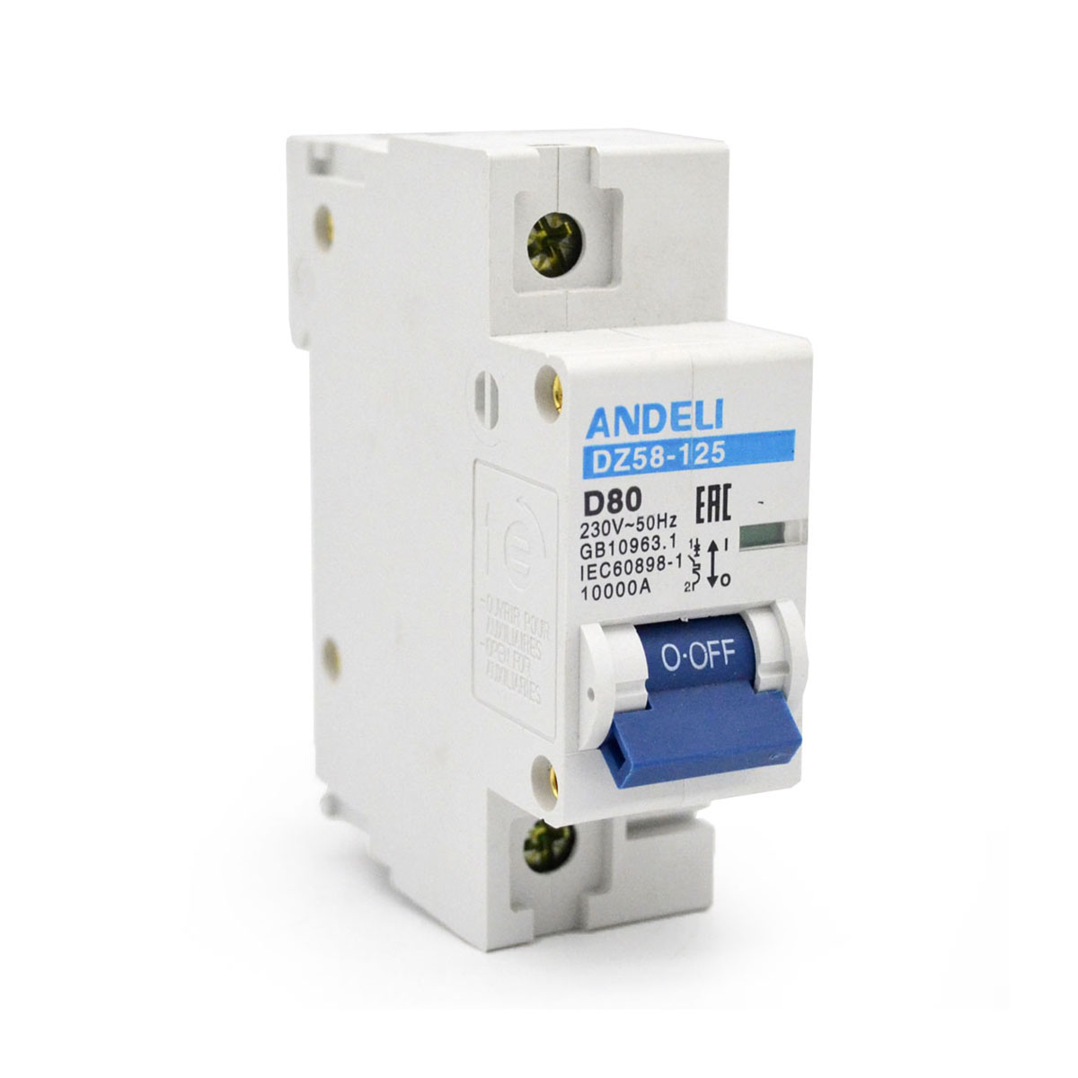 Выключатель автомат. dz58-125 1p 80a 6ka тип c,d (1/12/120) "andeli"