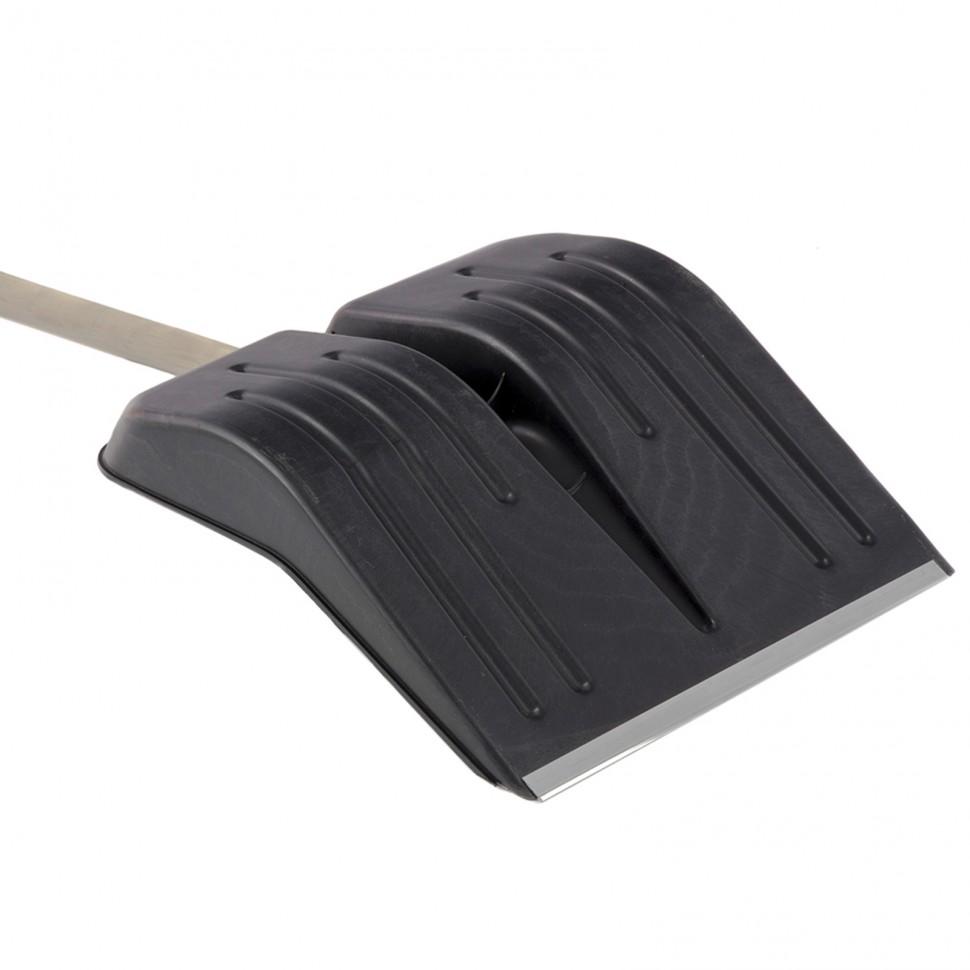 Лопата для уборки снега пластиковая, 420 х 425 х 1550 мм, деревянный черенок, Сибртех (61580)