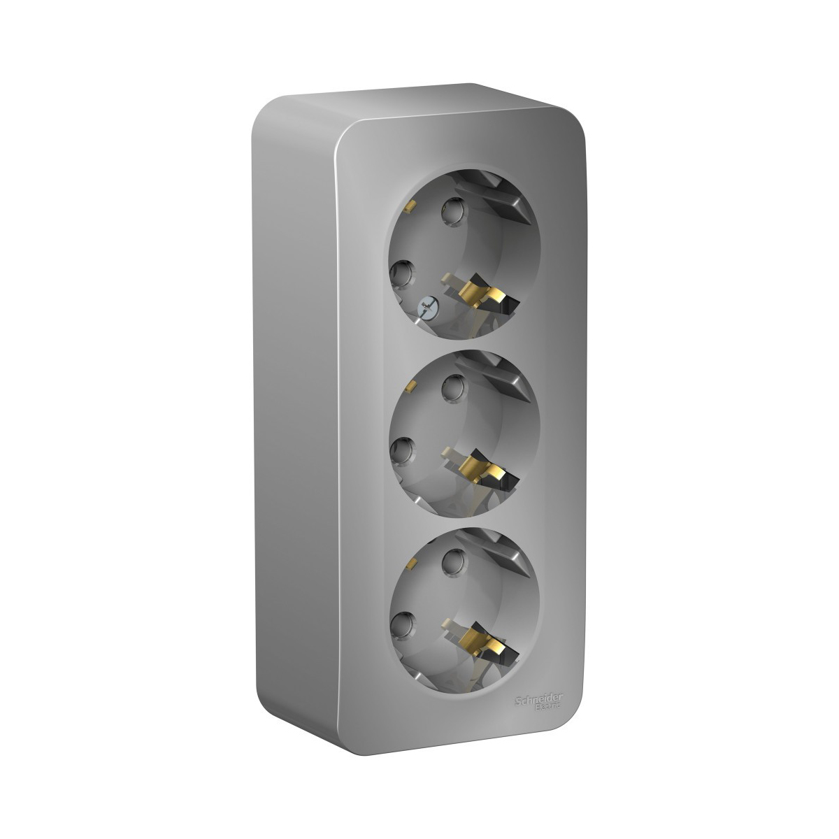 Розетка открыт. уст. "blanca" 3-х местн. с заземл. 16а, алюминий (1/5/10) "schneider"