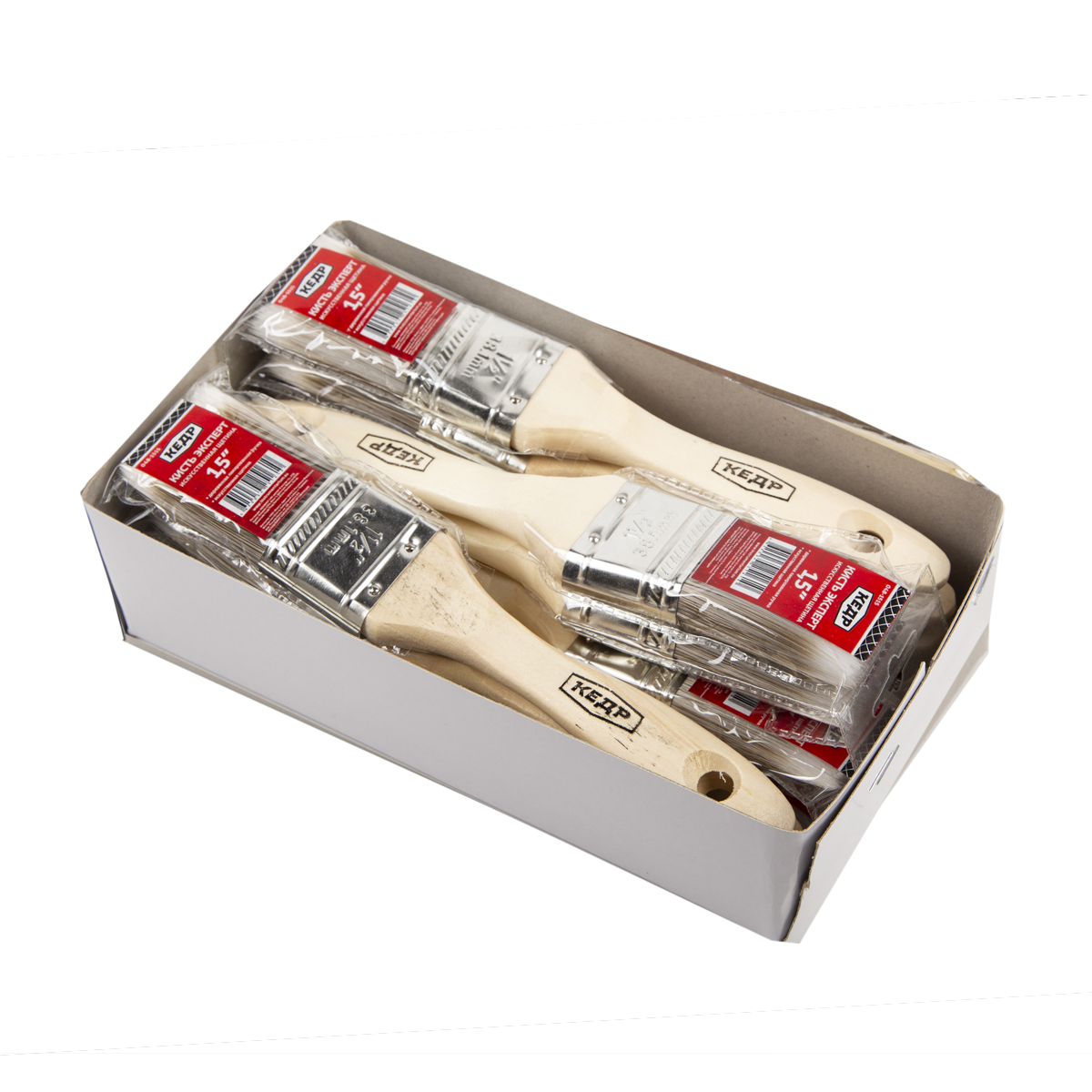 Кисть плоская "эксперт"  №1,5/38 мм (12/240) искусcтв. щетина, дерев.ручка "кедр"  048-1515