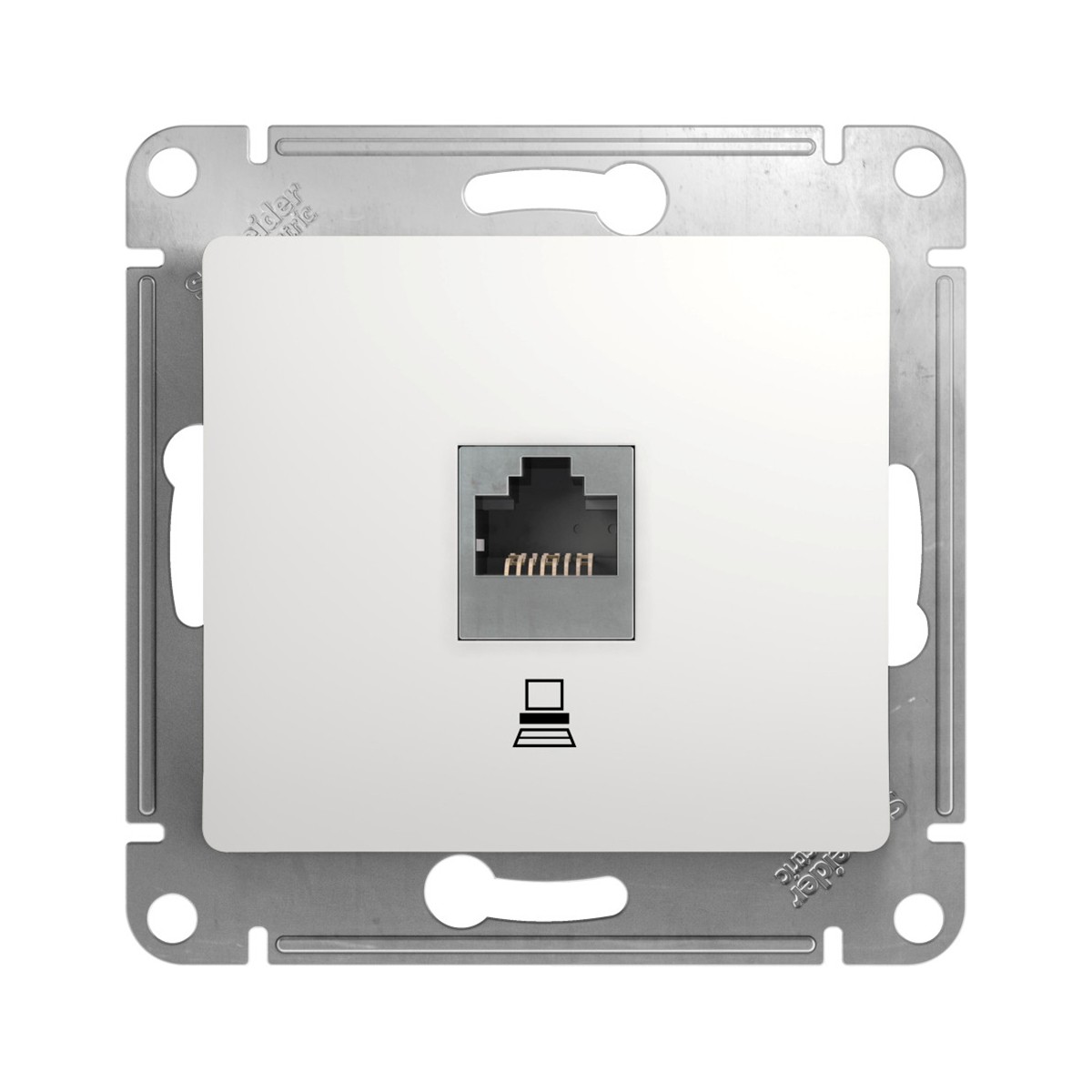 Розетка компьютерная "glossa" 1 местн. rj45 (механизм) белый (1/10/160) "schneider"