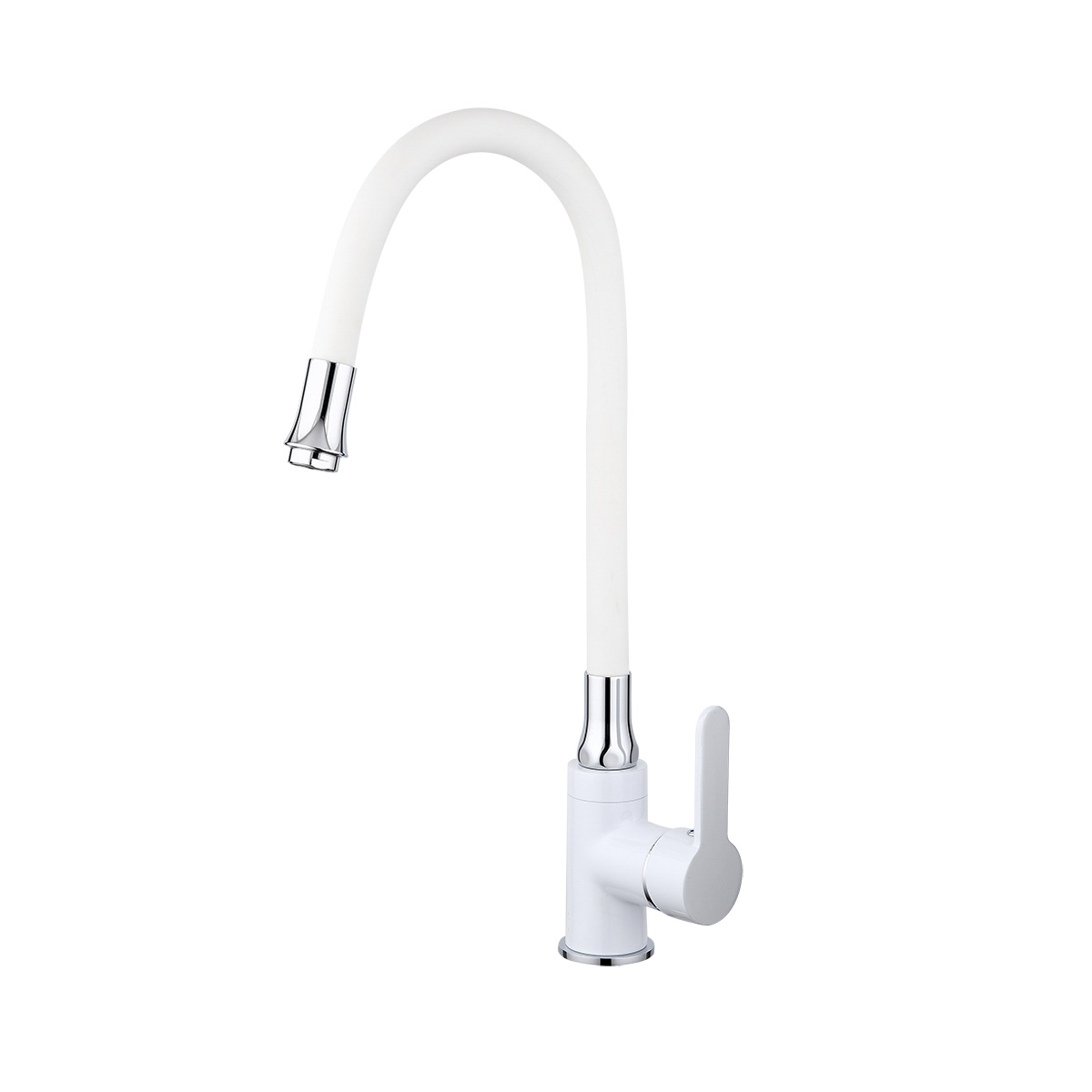 Смеситель для кухни f4041 гибкий излив, белый/хром (1/10) "frap"
