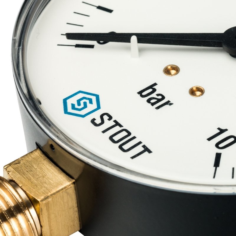 Манометр радиальный 100 мм 1/2" 10 бар STOUT