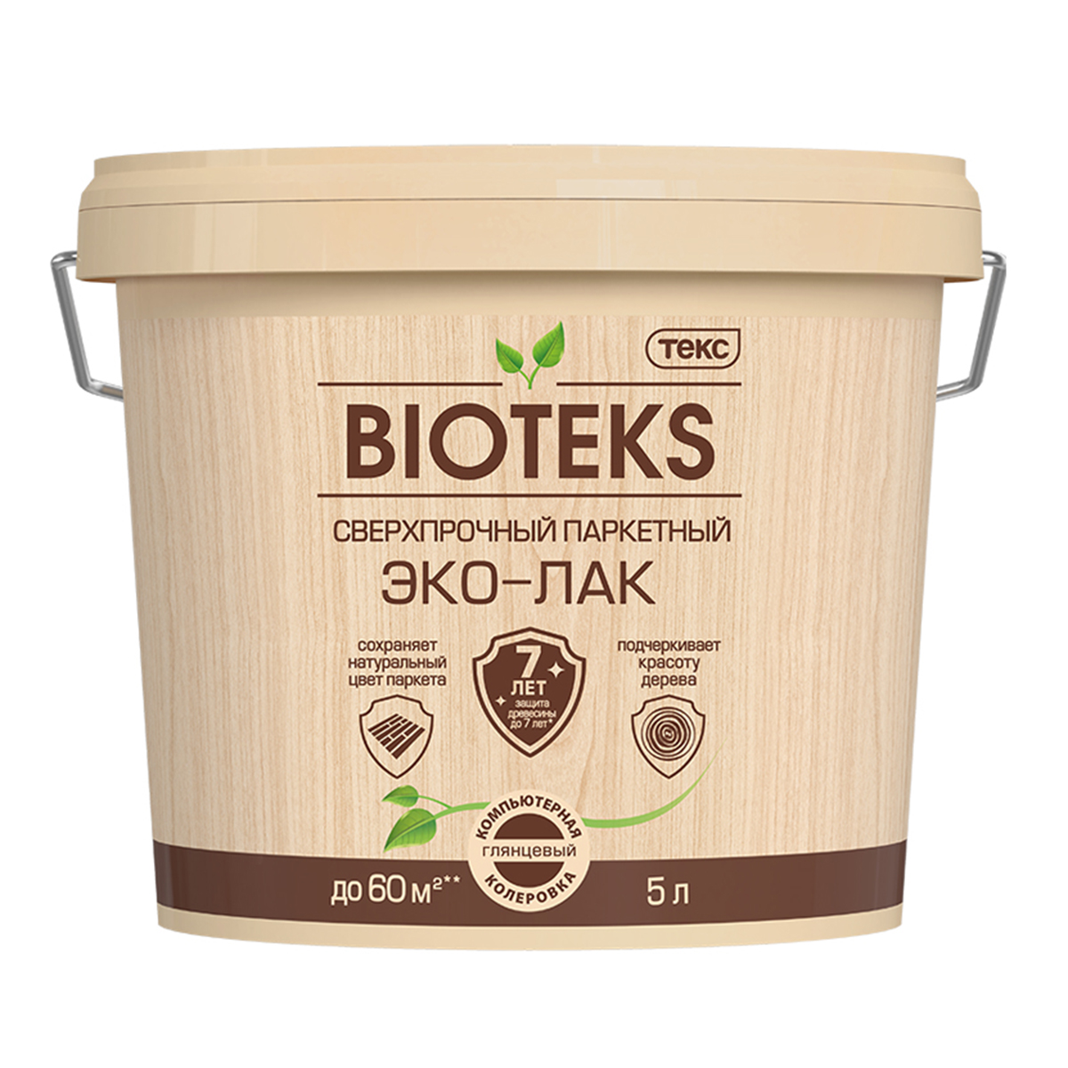 Лак "bioteks" (лак "профи") паркетный водный  глянц.  5 л (1) текс