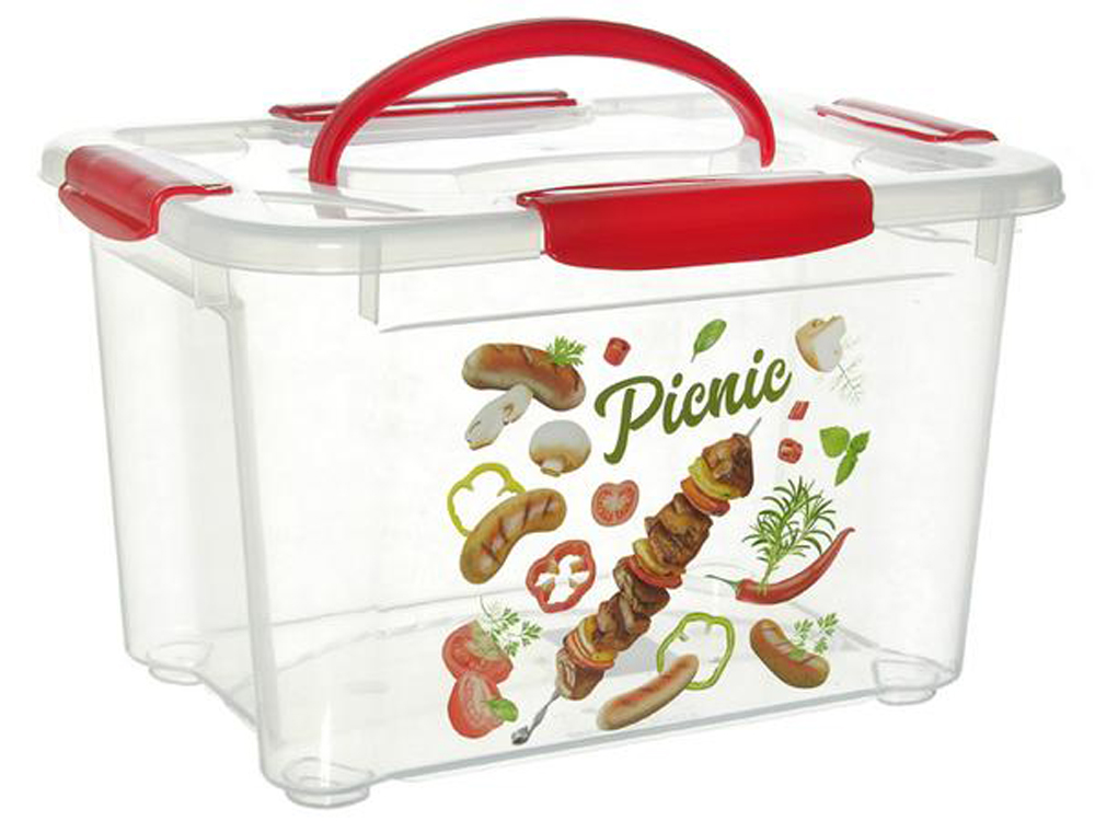 Коробка универс. с ручкой и декором 5,5 л (бесцветн.) (1/16) "бытпласт"