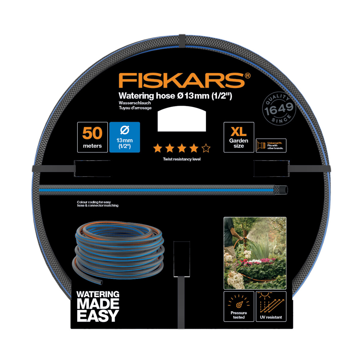 Шланг пвх 1/2" армиров. q4 50 м (1/2) "fiskars" 1027106