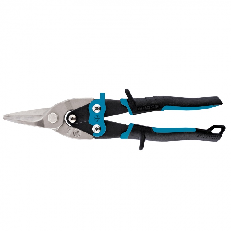 Ножницы по металлу "Piranha", 250 мм, прямой рез, сталь CrMo, двухкомпонентные рукоятки Gross (78325)