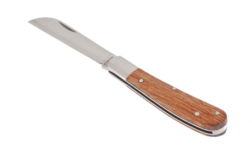 Нож садовый складной, прямое лезвие, 173 мм, деревянная рукоятка, Palisad (79003)