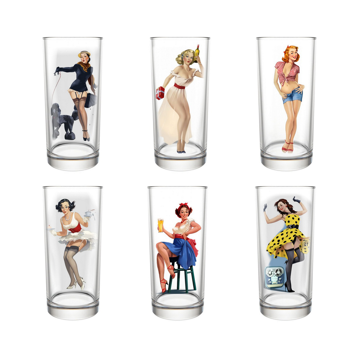 Стакан "pin-up girls" 300 мл (набор 6 шт.) (1/4) "декостек"