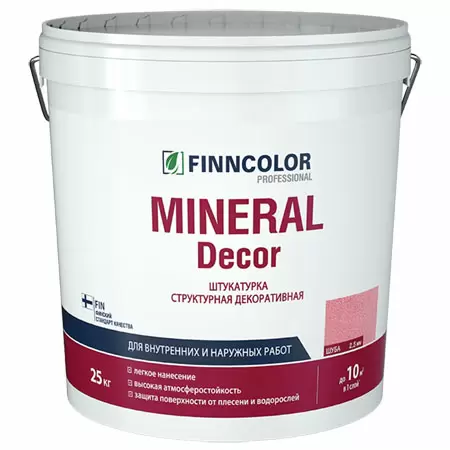 FINNCOLOR MINERAL DECOR штукатурка декоративная, структурная, шуба фракция 2,5 мм (25кг)