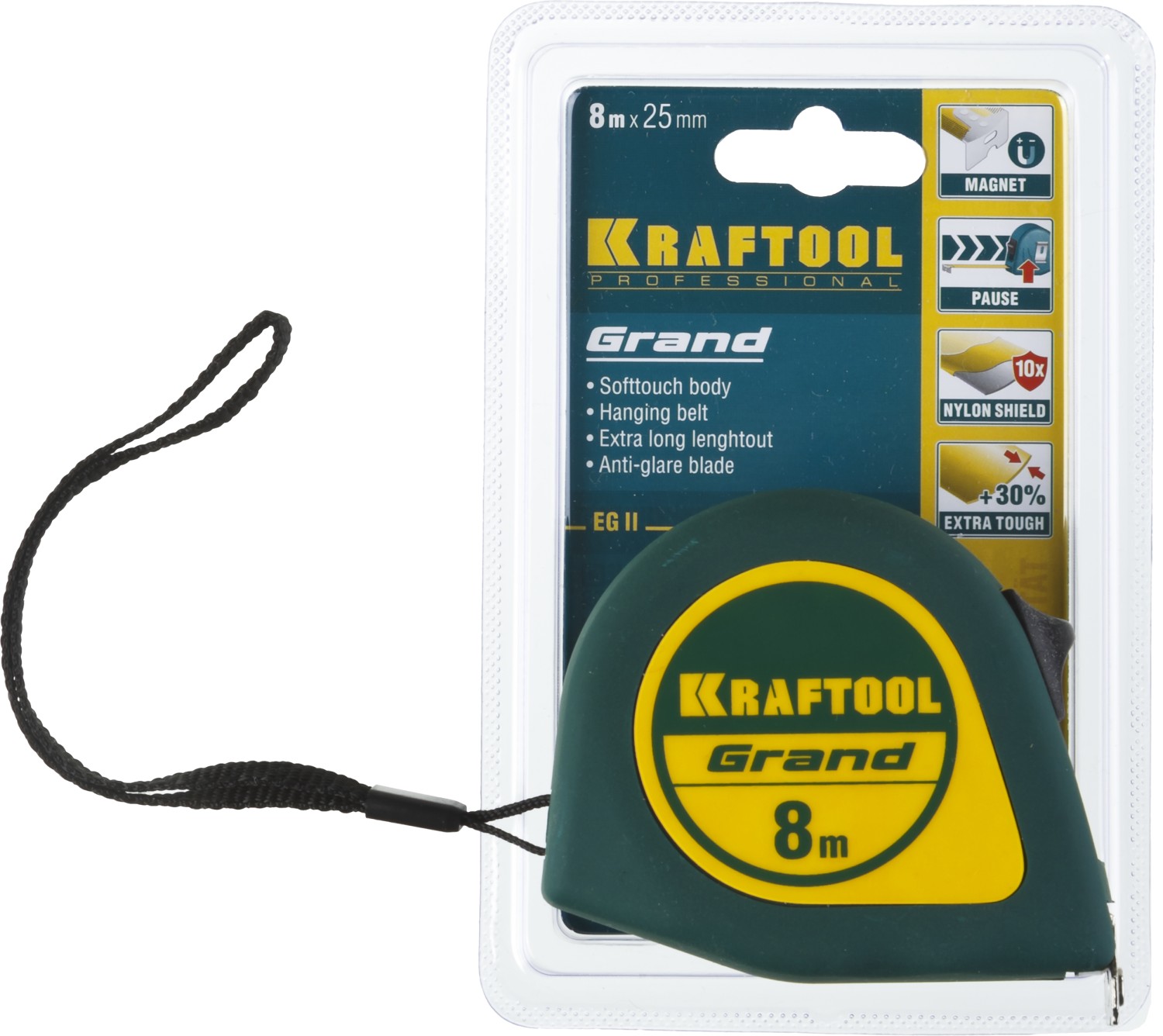 KRAFTOOL Grand, 8 м х 25 мм, рулетка (34022-08-25)