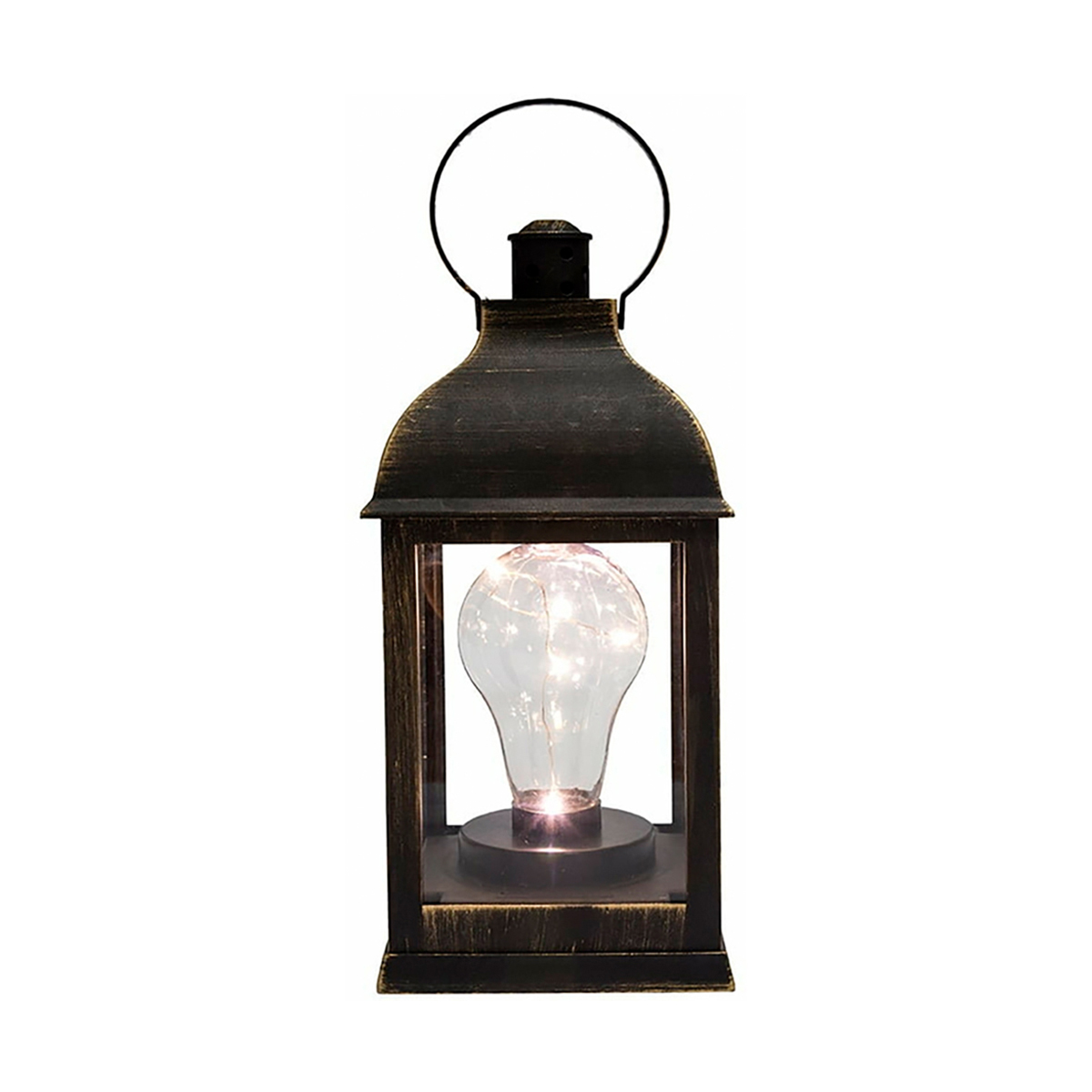 Фонарь декор. с лампочкой 10,5*10,5*22,5 см, бронза, теплый белый свет (1/16) "neon-night" 513-053