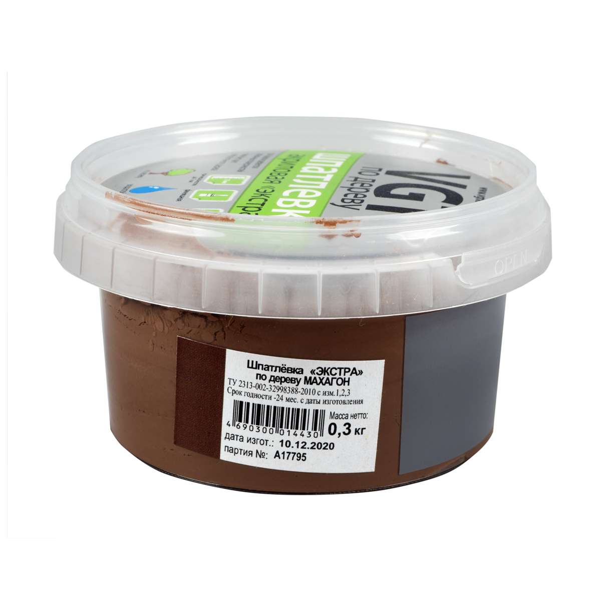 Шпатлевка по дереву "экстра" махагон 0,3 кг (6) "вгт"