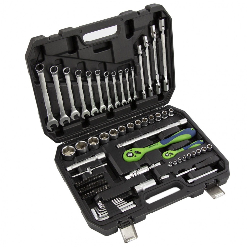 Набор инструментов 89 предметов, CrV 1/2", 1/4" Сибртех (13529)