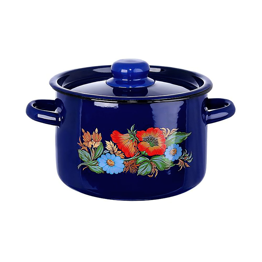 Кастрюля эмалиров. с крышкой декор. 1,5 л (1/8) "стальэмаль"  1с15с/1