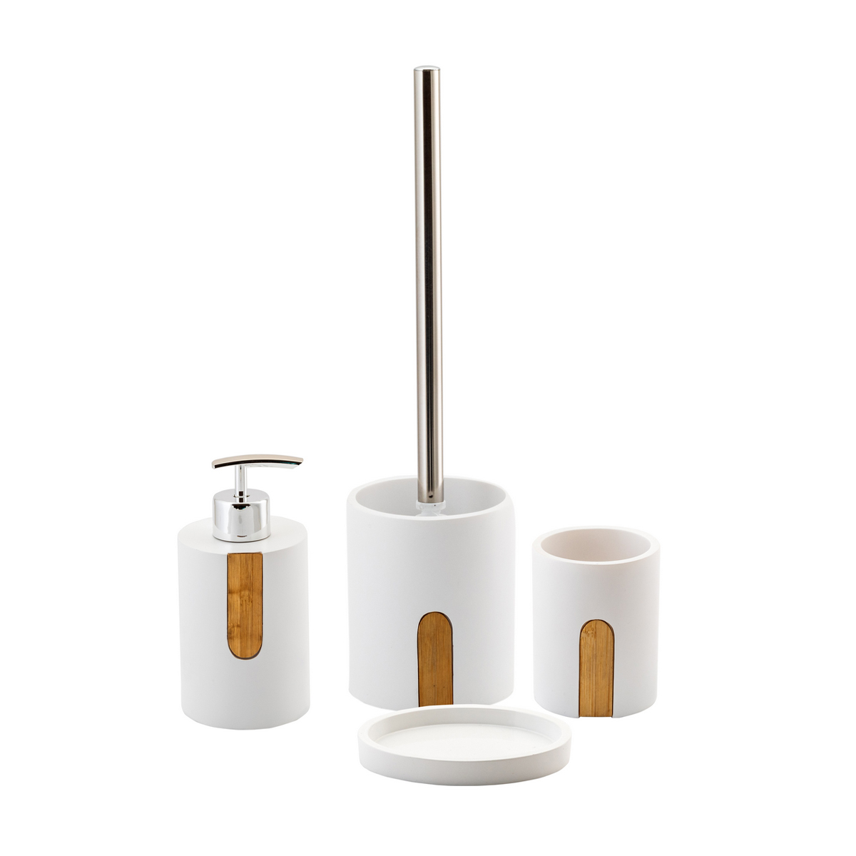 Дозатор для жидкого мыла "siam" полирезина/бамбук (белый) (1/12) "swensa" swt-5600a